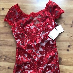 NWT Calvin Klein Red Sequined Sheer Dress.